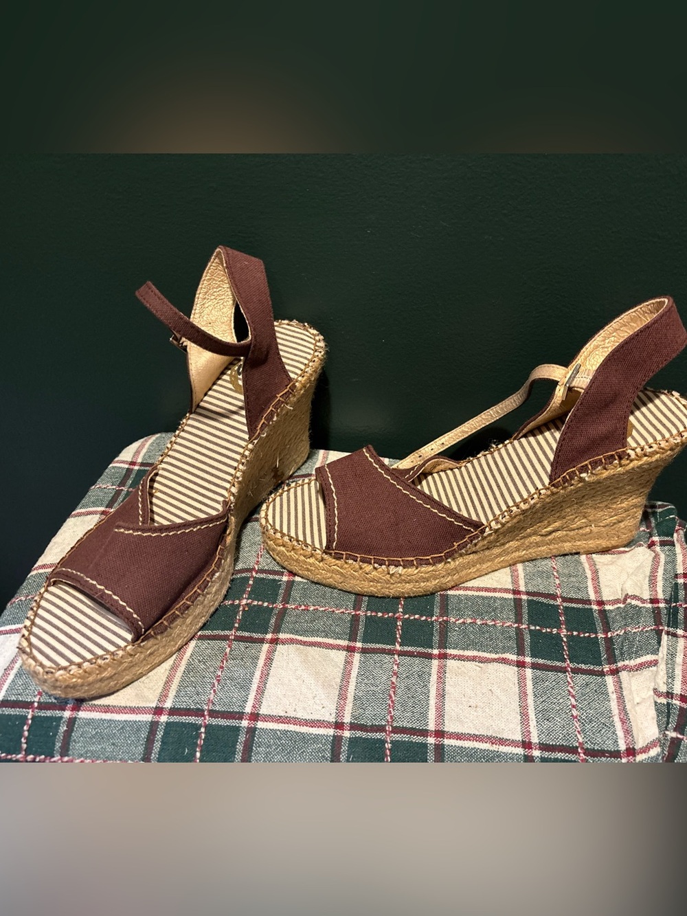 Espadrille Slingback Wedge Sandals in Brown